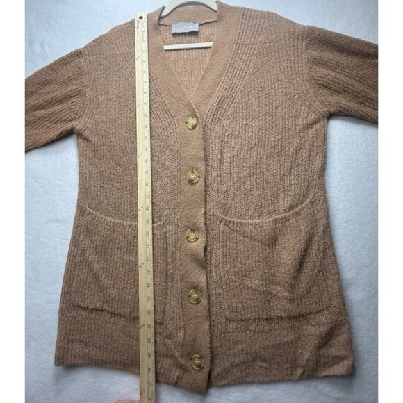 Everlane Cardigan Sweater Womens Brown Alpaca Wool Button Boyfriend Camel Sz S - Picture 8 of 9